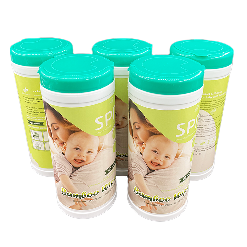 Biodegradable Bamboo Fibre Newborns Baby Wet Wipe Canister